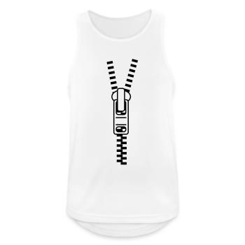 Zipper - Reißverschluss -- ©roil - Männer Tank Top atmungsaktiv - Weiß - Vorne - Nick (188cm)