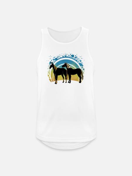 Pferde - Männer Tank Top atmungsaktiv - Weiß