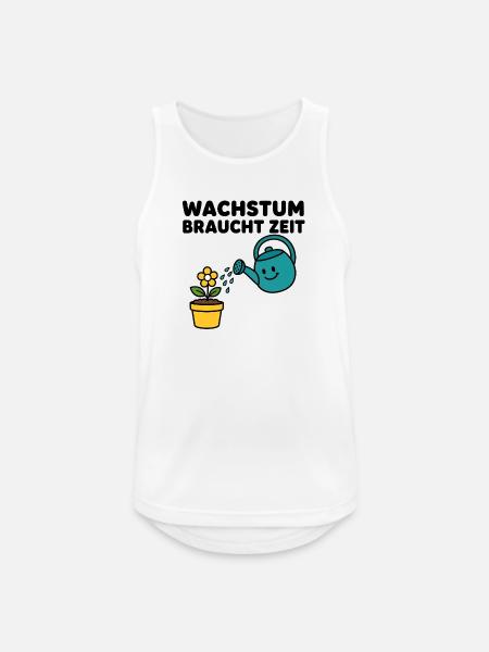 Wachstum braucht Zeit – Comic-Blume mit Gießkanne - Männer Tank Top atmungsaktiv - Weiß