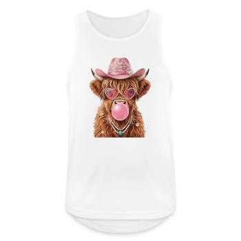 Hochlandrind Cowgirl mit Kaugummiblase - Männer Tank Top atmungsaktiv - Weiß - Vorne - Nick (188cm)