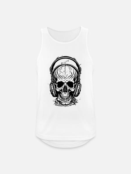 Totenkopf mit Kopfhörern - Männer Tank Top atmungsaktiv - Weiß