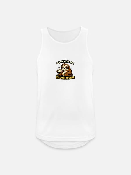 Ich bin nicht faul – ich spare Energie | Lustiges - Männer Tank Top atmungsaktiv - Weiß
