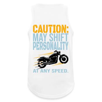 Attention – Changement de personnalité Conception du motard - Débardeur respirant Homme - blanc - Dos - Nick (188cm)