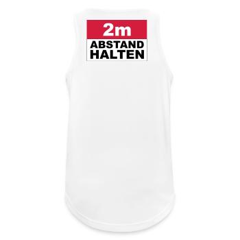 2m Abstand halten - Männer Tank Top atmungsaktiv - Weiß - Hinten - Nick (188cm)
