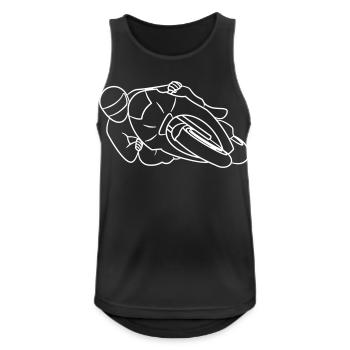 Rennmotorrad in Schräglage - von vorne, hell - Männer Tank Top atmungsaktiv - Schwarz - Vorne - Nick (188cm)