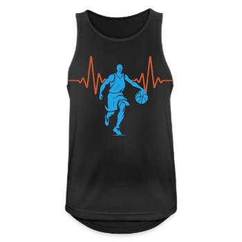Herzschlag Basketball Puls EKG | Farben änderbar - Männer Tank Top atmungsaktiv - Schwarz - Vorne - Nick (188cm)