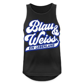Blau & Weiss ein Lebenlang | Farben änderbar - Männer Tank Top atmungsaktiv - Schwarz - Vorne - Nick (188cm)