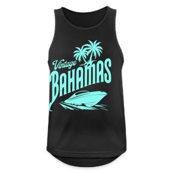 Vintage Bahamas Blaue Palmen & Schnellboot Design - Männer Tank Top atmungsaktiv - Schwarz - Vorne - Nick (188cm)
