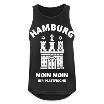 Hamburg – Moin Moin Ihr Plattfische Plattdeutsch W - Männer Tank Top atmungsaktiv - Schwarz - Vorne - Nick (188cm)