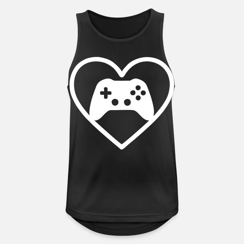Heart Gaming – Stilisiertes Controller-Design - Männer Tank Top atmungsaktiv - Schwarz