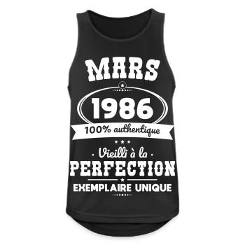 40-jähriges Jubiläum – März 1986 Perfektion - Männer Tank Top atmungsaktiv - Schwarz - Vorne - Nick (188cm)