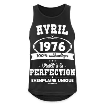 50-jähriges Jubiläum – April 1976 Perfektion - Männer Tank Top atmungsaktiv - Schwarz - Vorne - Nick (188cm)