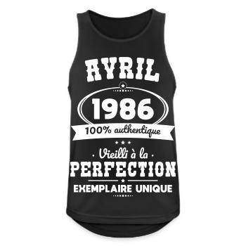 40-jähriges Jubiläum – April 1986 Perfektion - Männer Tank Top atmungsaktiv - Schwarz - Vorne - Nick (188cm)