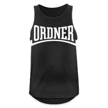 Ordner (Ordnung / Security / Konkav / White) - Männer Tank Top atmungsaktiv - Schwarz - Vorne - Nick (188cm)