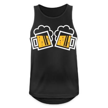 2 Bayrische Bierkrüge Prosten (Bier / NEG 2C) - Männer Tank Top atmungsaktiv - Schwarz - Vorne - Nick (188cm)