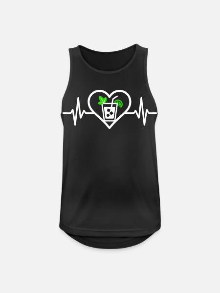 Mojito Herz Aperitif Cocktail - Männer Tank Top atmungsaktiv - Schwarz