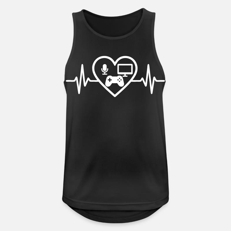 Streaming Gamer Heart Micro Screen Controller - Männer Tank Top atmungsaktiv - Schwarz