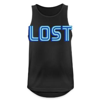 LOST | Farben änderbar - Männer Tank Top atmungsaktiv - Schwarz - Vorne - Nick (188cm)