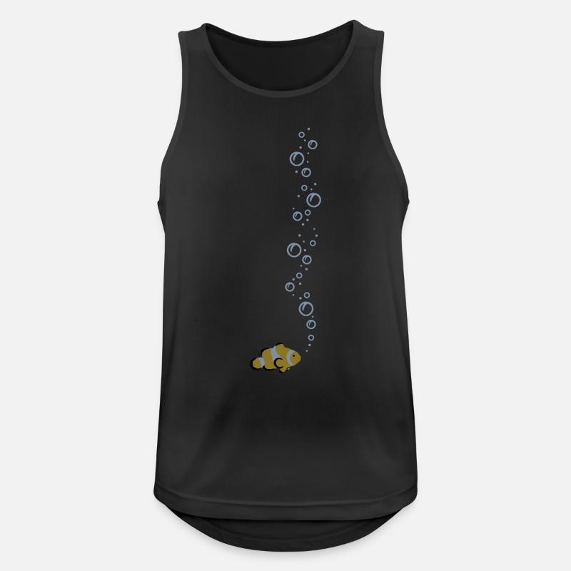 Clownfisch mit Blubbeln - Männer Tank Top atmungsaktiv - Schwarz