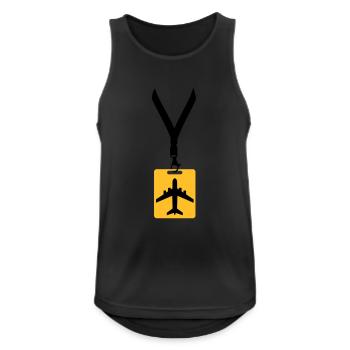 badge line airplane airplane fly pilot holiday tra - Men's Breathable Tank Top - black - Front - Nick (188cm)