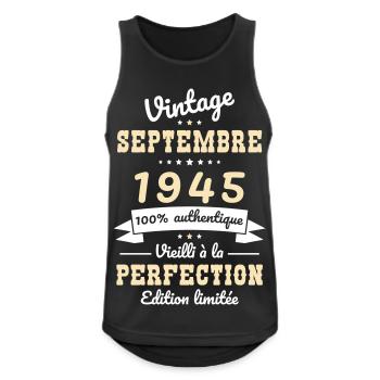 80. Geburtstag - Jahrgang - September 1945 - Männer Tank Top atmungsaktiv - Schwarz - Vorne - Nick (188cm)