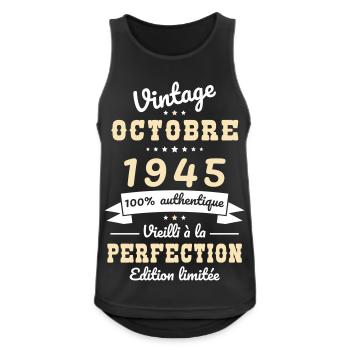 80. Geburtstag - Jahrgang - Oktober 1945 - Männer Tank Top atmungsaktiv - Schwarz - Vorne - Nick (188cm)