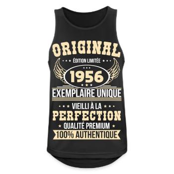 1956 – Exemplaire unique – Qualité premium - Débardeur respirant Homme - noir - Devant - Nick (188cm)
