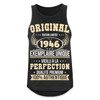 1946 – Exemplaire unique – Qualité premium - Débardeur respirant Homme - noir - Devant - Nick (188cm)