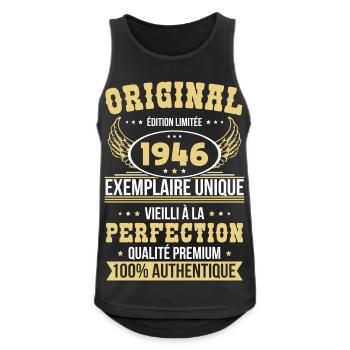 1946 – Exemplaire unique – Qualité premium - Débardeur respirant Homme - noir - Devant - Nick (188cm)