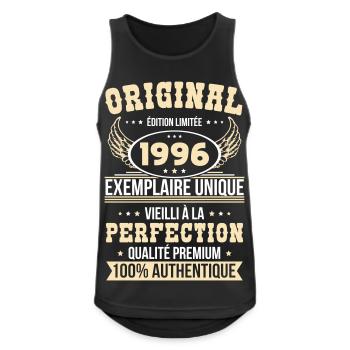 1996 – Exemplaire unique – Qualité premium - Débardeur respirant Homme - noir - Devant - Nick (188cm)