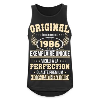 1986 – Exemplaire unique – Qualité premium - Débardeur respirant Homme - noir - Devant - Nick (188cm)