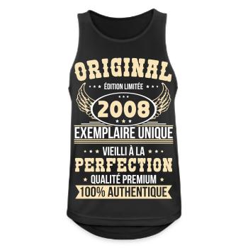 2008 – Exemplaire unique – Qualité premium - Débardeur respirant Homme - noir - Devant - Nick (188cm)