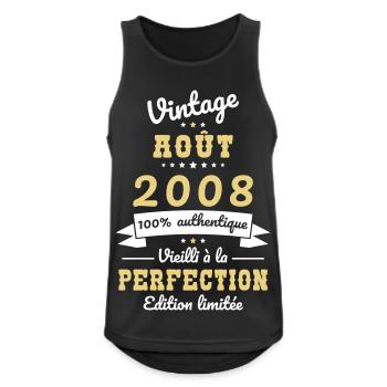 Anniversaire 18 ans - Vintage - Août 2008 - Débardeur respirant Homme - noir - Devant - Nick (188cm)
