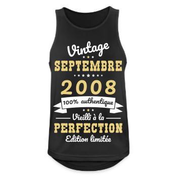 Anniversaire 18 ans - Vintage - Septembre 2008 - Débardeur respirant Homme - noir - Devant - Nick (188cm)