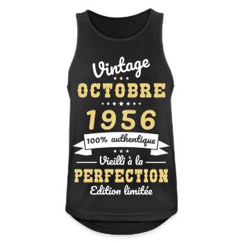 Anniversaire 70 ans - Vintage - Octobre 1956 - Débardeur respirant Homme - noir - Devant - Nick (188cm)