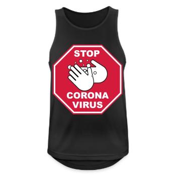 Arrêtez le virus Corona - Débardeur respirant Homme - noir - Devant - Nick (188cm)