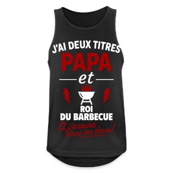 Papa Roi Du Barbecue Deux Titres cadeau - Débardeur respirant Homme - noir - Devant - Nick (188cm)