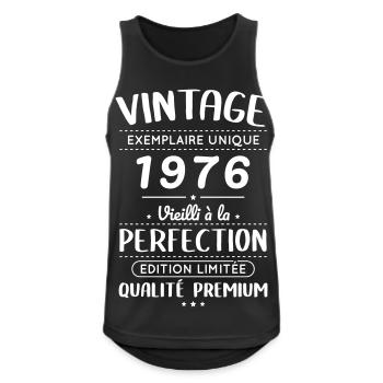 1976 – Vintage – Perfekt gereift - Männer Tank Top atmungsaktiv - Schwarz - Vorne - Nick (188cm)