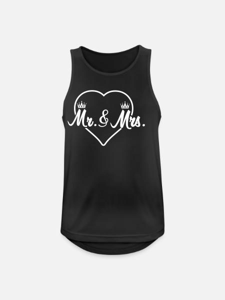 Mr & Mrs Herz - Männer Tank Top atmungsaktiv - Schwarz