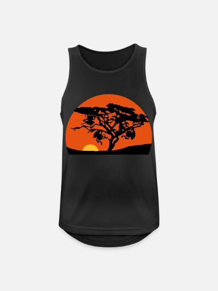 Africa tree sunset monkey - Men's Breathable Tank Top - black