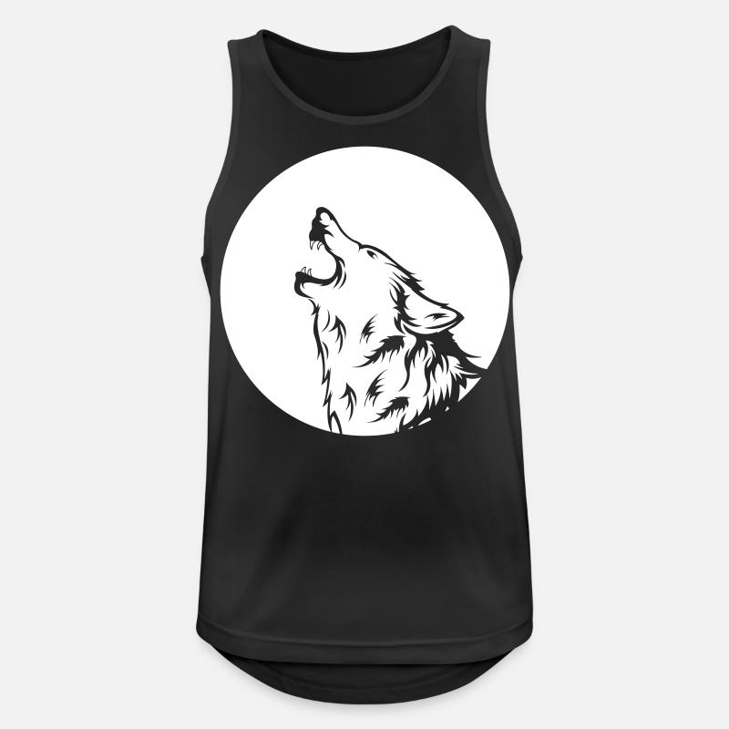 wolf - Männer Tank Top atmungsaktiv - Schwarz