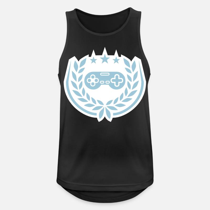 Controller Retro Sterne Lorbeerkranz - Männer Tank Top atmungsaktiv - Schwarz