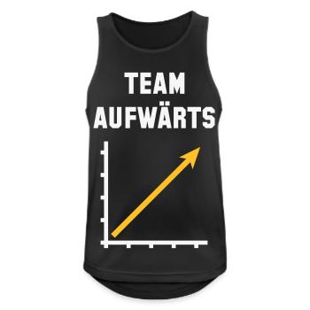 Team Aufwärts (Erfolg / Fortschritt / NEG Gold 2C) - Männer Tank Top atmungsaktiv - Schwarz - Vorne - Nick (188cm)
