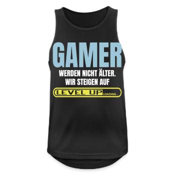 Gamer werden nicht älter, sie Leveln - Männer Tank Top atmungsaktiv - Schwarz - Vorne - Nick (188cm)