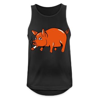Schwein Ferkel Tier - Männer Tank Top atmungsaktiv - Schwarz - Vorne - Nick (188cm)