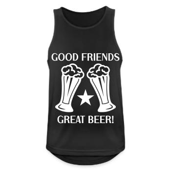 BIER FREUNDE BBQ PARTIE URLAUB GRILLEN GRILL MOTIV - Männer Tank Top atmungsaktiv - Schwarz - Vorne - Nick (188cm)