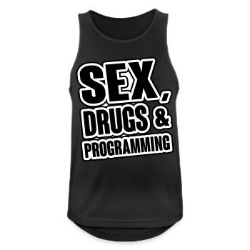 Sex, Drugs & Programming - Männer Tank Top atmungsaktiv - Schwarz - Vorne - Nick (188cm)