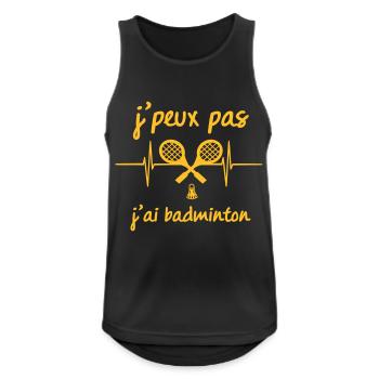 j'peux pas j'ai badminton battement de coeur - Débardeur respirant Homme - noir - Devant - Nick (188cm)