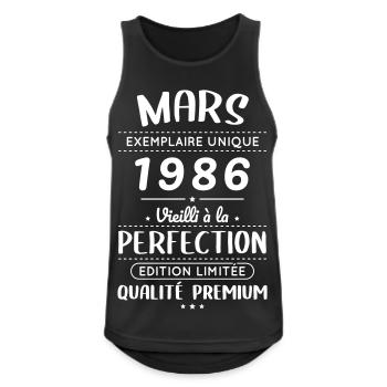 40-jähriges Jubiläum – März 1986 Perfektion - Männer Tank Top atmungsaktiv - Schwarz - Vorne - Nick (188cm)