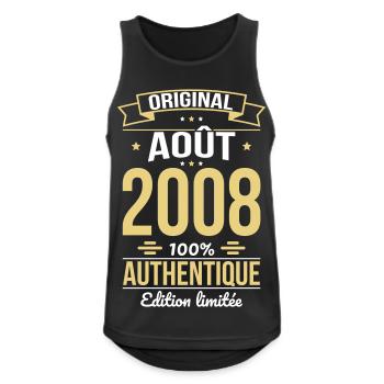 Anniversaire 18 ans - Original - Août 2008 - Débardeur respirant Homme - noir - Devant - Nick (188cm)